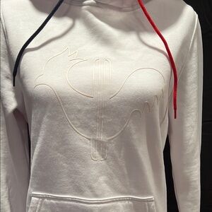Rossignol NWOT Womens White Rooster Hoodie with Red and Blue Accents Small